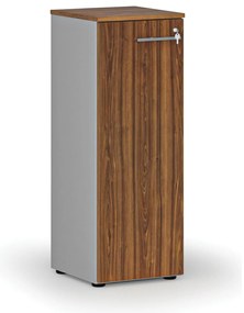 Szafa biurowa niska z drzwiami PRIMO GRAY, 400 x 420 x 1087 mm, szary/orzech