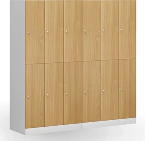 Szafka skrytkowa S1, 6 schowków, 1850 x 900 x 500 mm, demontaż, zamek cylindryczny, drzwi laminowane, buk