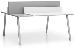 Biurko DOUBLE LAYERS, przesuwny blat, z przegrodami, biały/szary