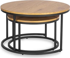 Zestaw Stolików Kawowych DELIA MAX 60 cm/80 cm Dąb Złoty Nowoczesny Loft