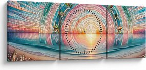 Obraz – Mozaika zachodzącego słońca (z zegarem) (90x30 cm)