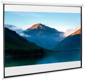 HOMCOM Ekran projektora 203 x 152 cm 100 cali 4:3/ 16:9 manualny ekran do kina domowego