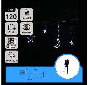 Aigostar - LED solarny łańcuch świąteczny 120 x LED / 8 funkcji 3 x 0,6 m 500 mAh IP65 zimna biel