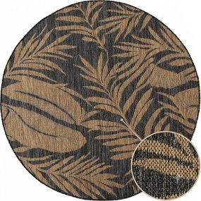 Dywan uniwersalny MIRA Liście Czarno Brązowe koło 160 cm x 160 cm
