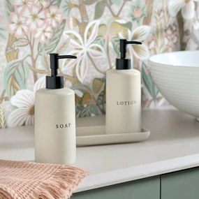 Ceramiczne dozowniki do mydła i lotionu BATH STYLE, 3 elementy