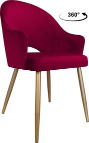 Krzesło Velvet tkanina Welur noga metalowa : Kolor nogi - Złota stożek, Kolor tkaniny - VELVET - MG31, Typ siedziska - Siedzisko obrotowe 360°
