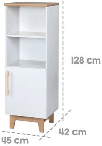 Biały regał dziecięcy w dekorze dębu 45x128 cm Finn – Roba
