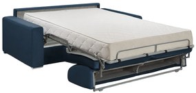 Kanapa 4-osobowa z ekspresowym mechanizmem rozkładania z weluru CALITO - Granatowy - Wymiary miejsca do spania: 160 cm - Materac 22 cm z pamięcią kształtu