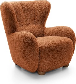 Masseno Fotel MIST do Salonu Nowoczesny Uszak Wygodny Tkanina boucle baranek Ceglasty