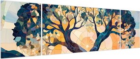 Obraz – Mozaika – słońce i drzewo II. (170x50 cm)