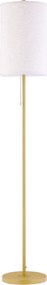 HOMCOM Lampa Stojąca, Elegancka Lampa Podłogowa ze Stali z Abażurem z Tkaniny, Lampa do Salonu, Przełącznik na Łańcuszku, Złoto+Biały