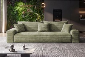 Sofa Wielofunkcyjna Cordo z Pojemnikiem w Zielonym Welurowym Sztruksie 265 cm - Sofiland