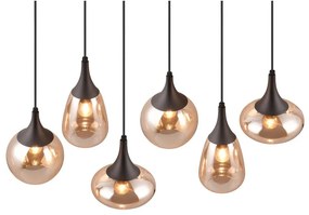 Czarno-pomarańczowa lampa wisząca ze szklanym kloszem Lumina – Trio