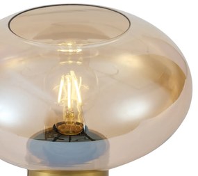 Designerska lampa stołowa mosiężna z bursztynowym szkłem - UmbrellaDesignerski Oswietlenie wewnetrzne