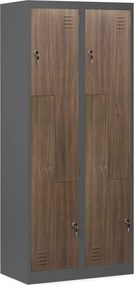 Szafa socjalna czterokomorowa Eco Design Julia 80x45x185 cm antracyt/orzech