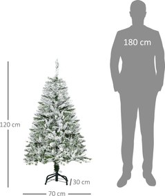 HOMCOM Sztuczna Choinka z Efektem Śniegu, Trudnopalna, Konstrukcja na Zawiasach, Zielony/Biały | Aosom PL