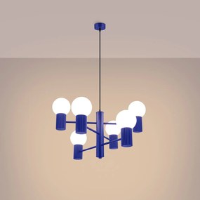 Żyrandol HALO 6 ultramaryna ryflowany SOLLUX  LIGHTING