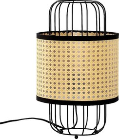 Lampa stołowa Nozomi z syntetycznego rattanu, średnica 38 cm.