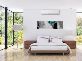 Obraz - Zakochana para z parasolem, niebieski (170x50 cm)