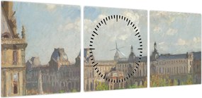 Obraz - Camille Pissarro, Place du Carrousel, Paris, reprodukcje (z zegarem) (90x30 cm)