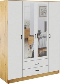 Skandynawska szafa uchylna z lustrem dab artisan + biały B7-H20