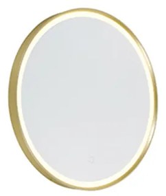 Złote lustro łazienkowe 50 cm z LED, 3-stopniowy ściemniacz dotykowy, okrągłe - Miral