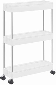 Wąski Regał Biały Na Kółkach Z 3 Półkami Z6-E08