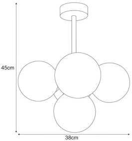 Grafitowa lampa sufitowa szklane kule loft - A688 Arsa 5X