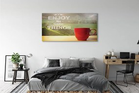 Obraz na płótnie Kubek z Napisem w Naturze