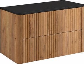 Szafka łazienkowa 80, Dąb craft, blat czarny, 80,8 x 44,2 x 50 cm