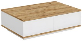 Stolik kawowy z 2 drzwiczkami - Jasny naturalny i biały - LOTULA