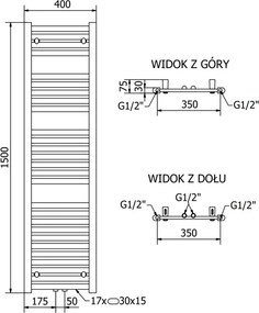 Mexen Hades grzejnik elektryczny 1500 x 400 mm, 600 W, czarny - W104-1500-400-2600-70