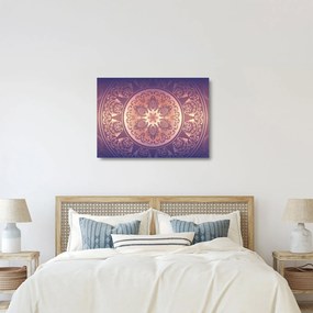 Obraz na szkle - Mandala na fioletowym gradiencie (70x50 cm)