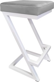 Hoker ZETA krzesło barowe tkanina Welur podstawa metalowa LOFT : Kolor Stelaża - Biały, Kolor tkaniny - VELVET - MG17