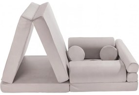 Velvet sofa dziecięca, jasnoszara - meowbaby®