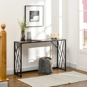 HOMCOM Konsola, Stół do Przedpokoju, Design Industrialny, Stabilna Metalowa Rama, 120 x 35 x 75 cm