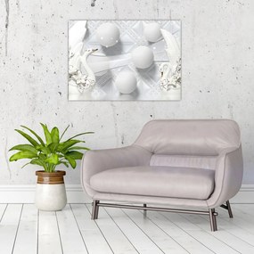 Obraz na szkle - Złoty łabędź na wodzie (70x50 cm)