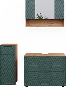 Zestaw mebli łazienkowych zielony/złoty dąb 80x41x58.6 irma