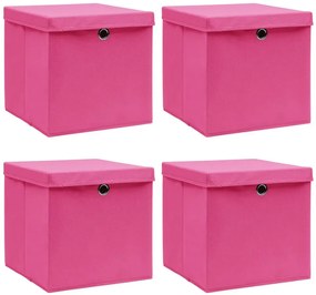 Komplet różowych pudełek z pokrywami 4 szt K2-D29