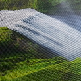 Obraz - Wodospad Skogafoss (z zegarem) (90x30 cm)