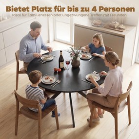 HOMCOM Okrągły stół jadalniany dla 4 osób, stół kuchenny w stylu industrialnym ze stalowymi nogami, do jadalni, kuchni, Czarny | Aosom PL