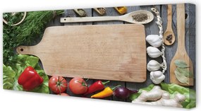 Fotoobraz na płótnie Przyprawy na Drewnianej Desce