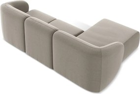 Jasnobrązowy aksamitny narożnik (lewostronny/z szezlongiem) Lani – Makamii