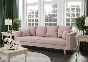 Różowa welurowa sofa rozkładana - Diamante