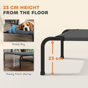 PawHut Legowisko outdoor dla psa, podwyższone legowisko dla dużych psów, z zmywalną siatką i ramą stalową, 152 x 94 x 23 cm, Szary | Aosom PL