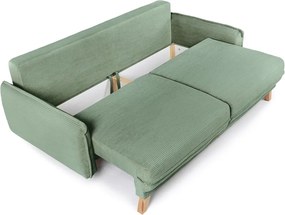 Jasnozielona sztruksowa rozkładana sofa 218 cm Tori – Bonami Selection