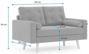 Jasnoszara dwuosobowa sofa MANDI