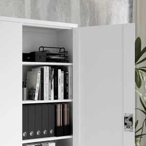 Szafa biurowa metalowa na akta biała JAN II, 1150 x 1850 x 400 mm