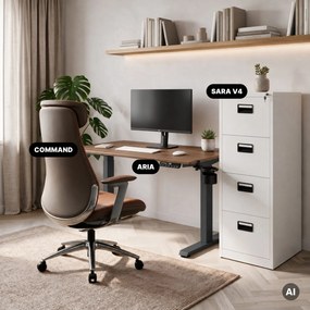 Biurko elektryczne z regulacją wysokości ergonomiczne antracytowe/orzech,1200x600 mm: ARIA