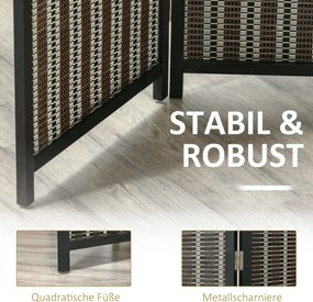 HOMCOM Parawan Dzielący Przestrzeń, Składany, Drewno Sosnowe/Bambus, 180 x 180 cm, Brązowy/Czarny